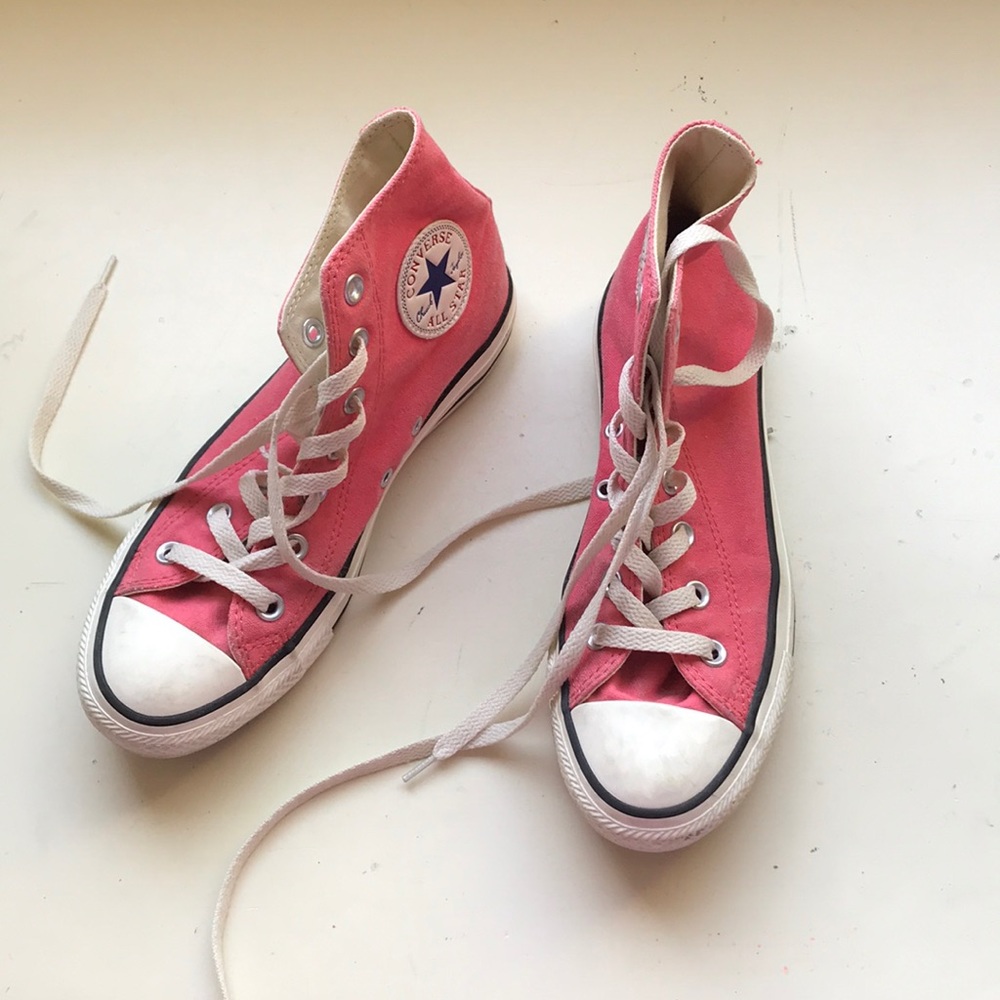 Pink high top converse